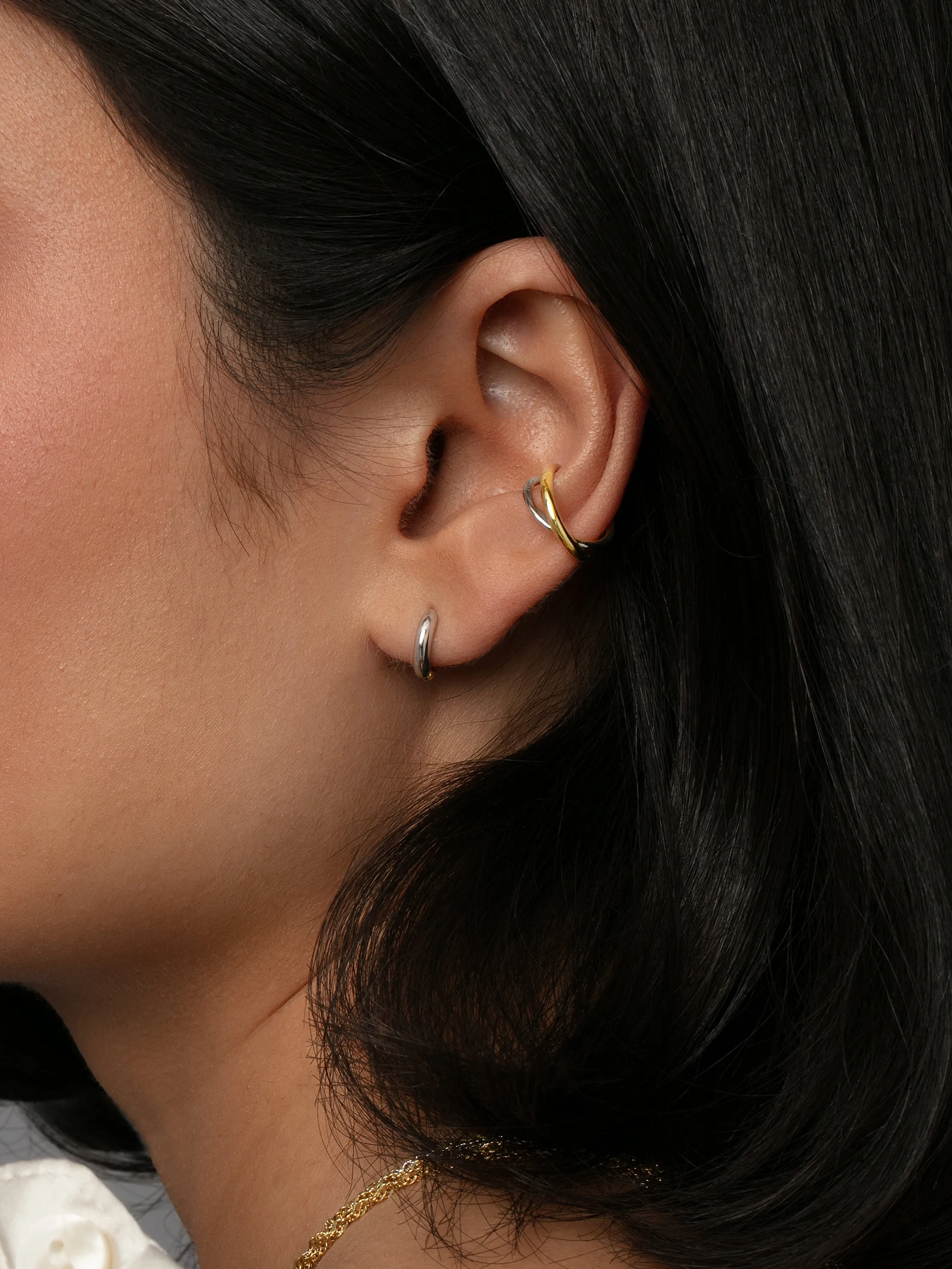 Mixed Metal Huggie Earrings sold by Uncommon James product image thumbnail 3