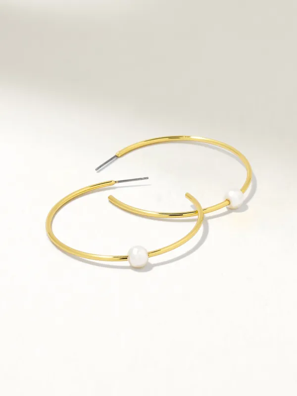 Grace Pearl Hoop Earrings sold by Uncommon James