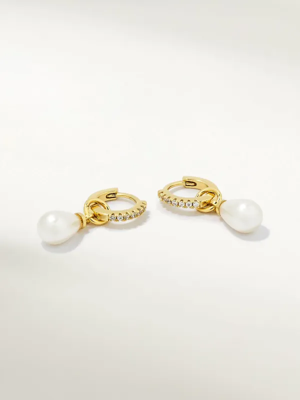 Pearl Drop Huggie Earrings sold by Uncommon James