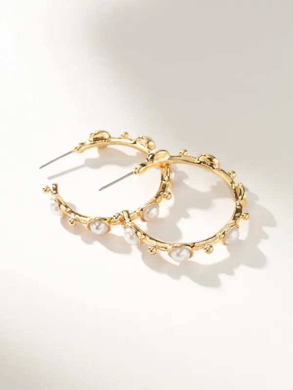 Chic Pearl Hoop Earrings sold by Uncommon James