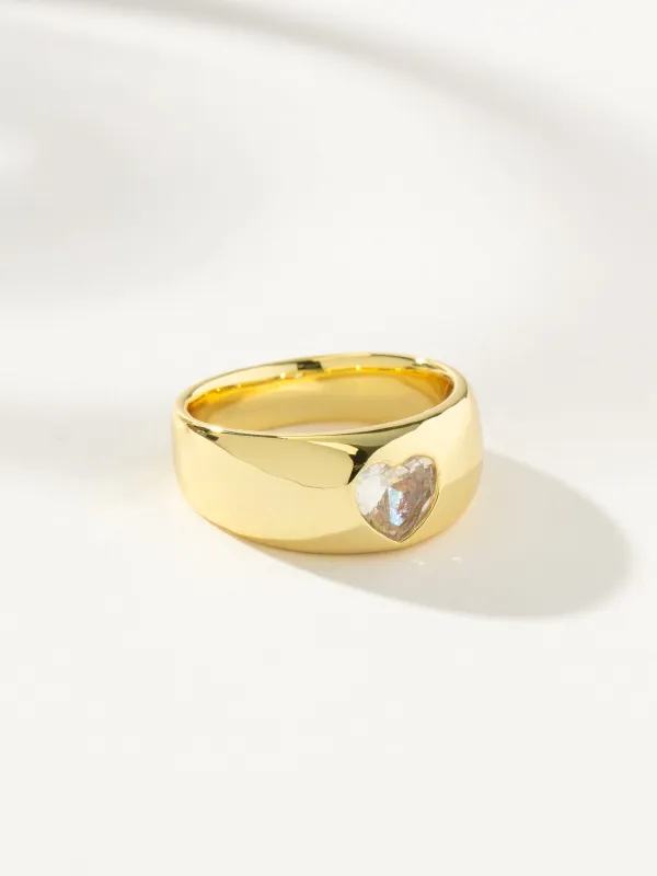 Diamond Heart Dome Ring made by Uncommon James