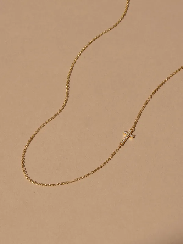 Vermeil Side Cross Necklace sold by Uncommon James