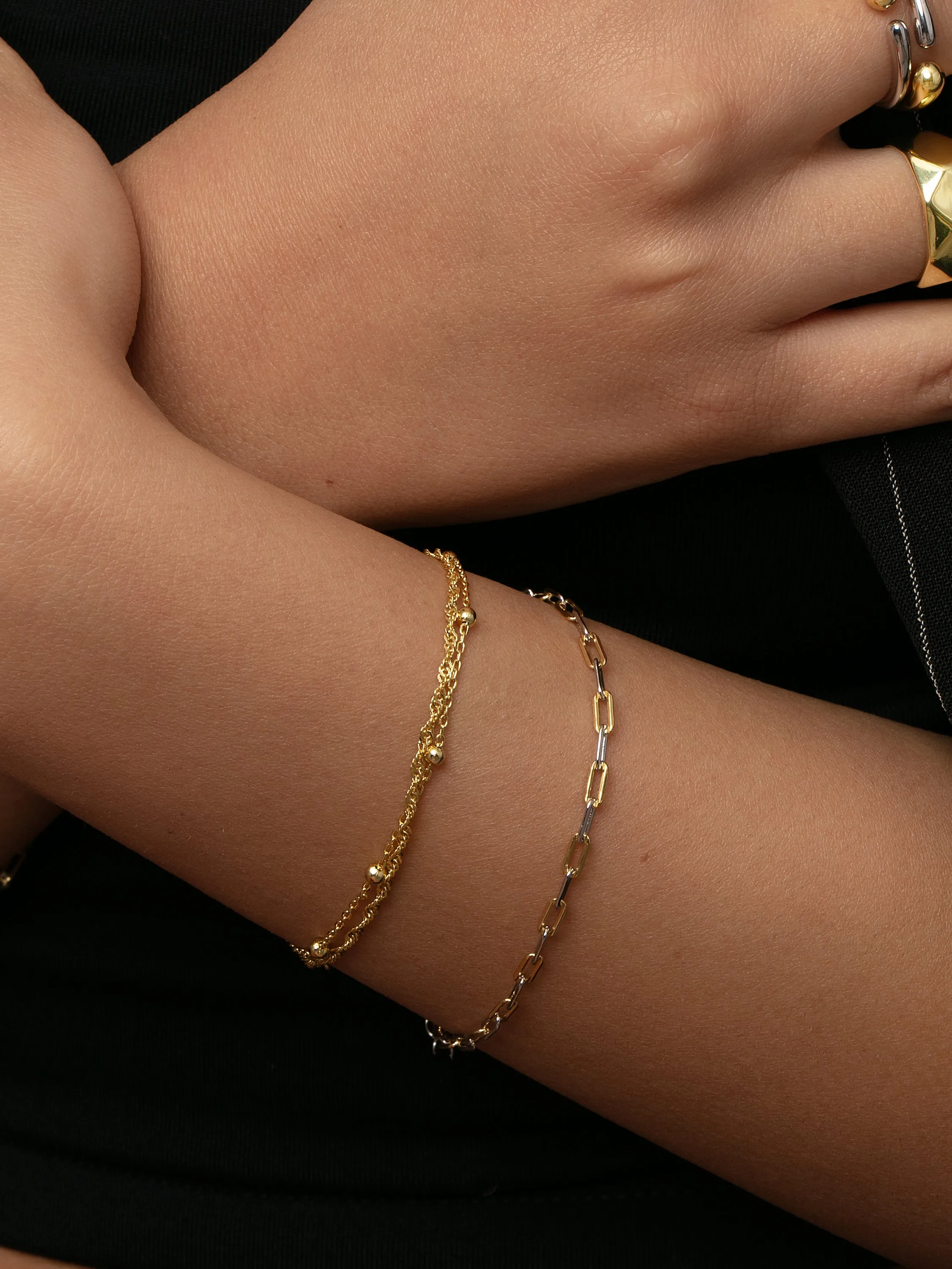 Mixed Metal Dainty Paperclip Chain Bracelet sold by Uncommon James product image thumbnail 4