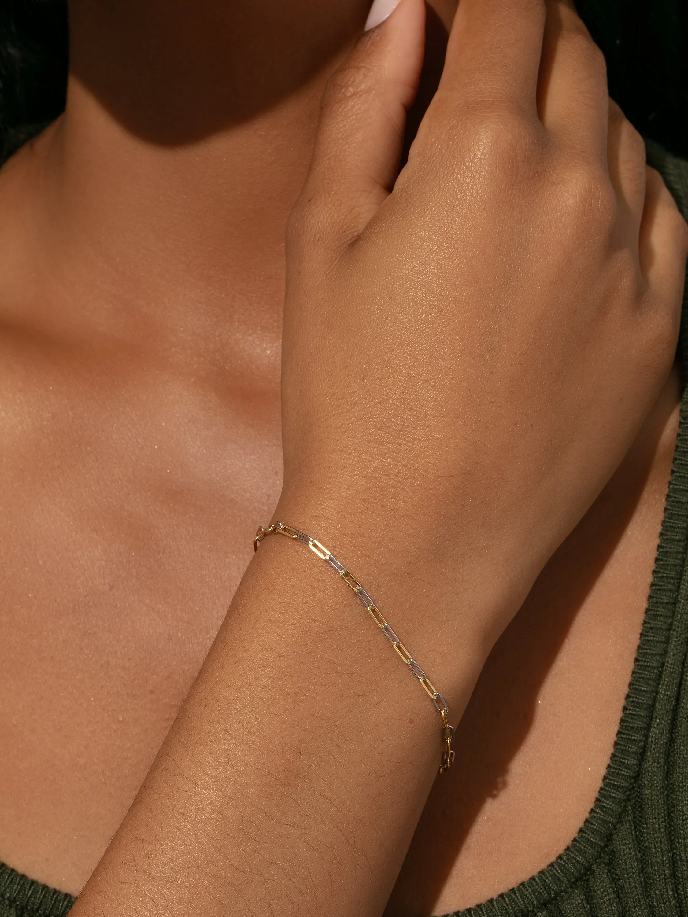 Mixed Metal Dainty Paperclip Chain Bracelet sold by Uncommon James product image thumbnail 2