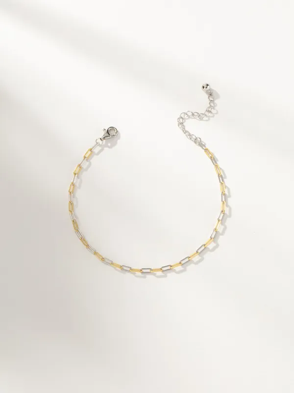 Mixed Metal Dainty Paperclip Chain Bracelet made by Uncommon James