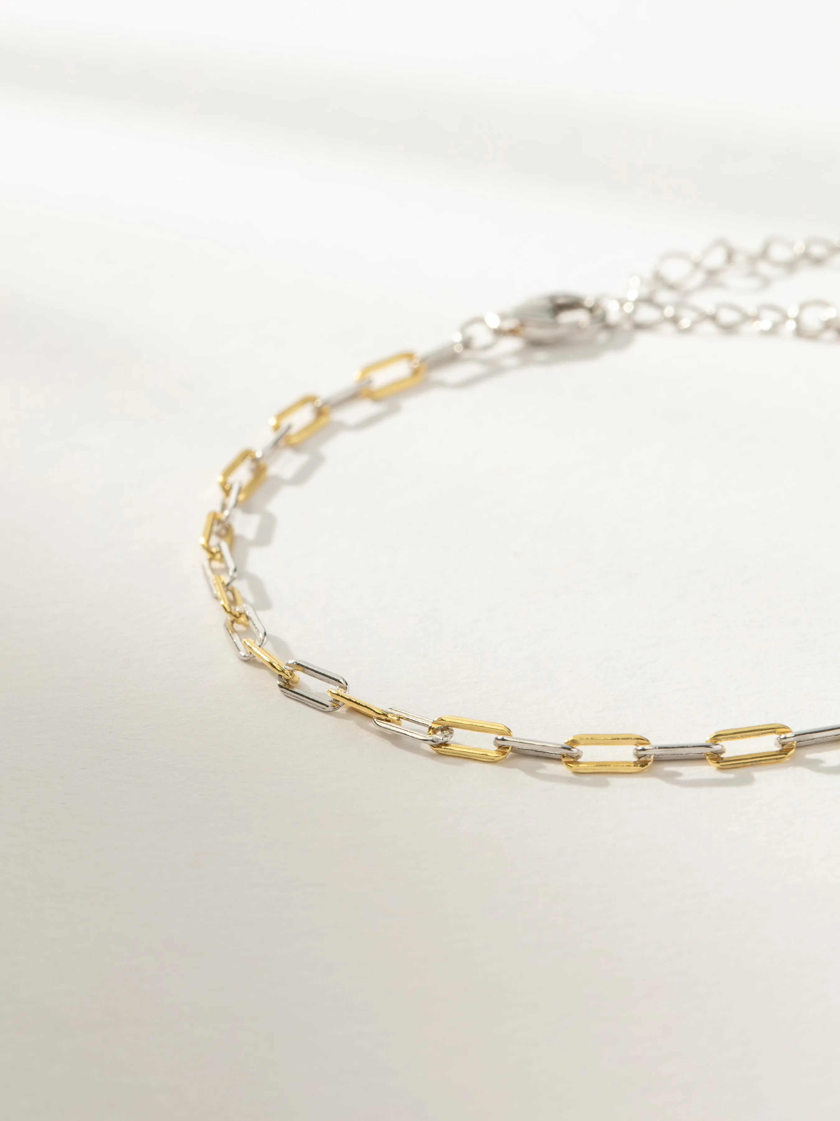 Mixed Metal Dainty Paperclip Chain Bracelet sold by Uncommon James product image thumbnail 3