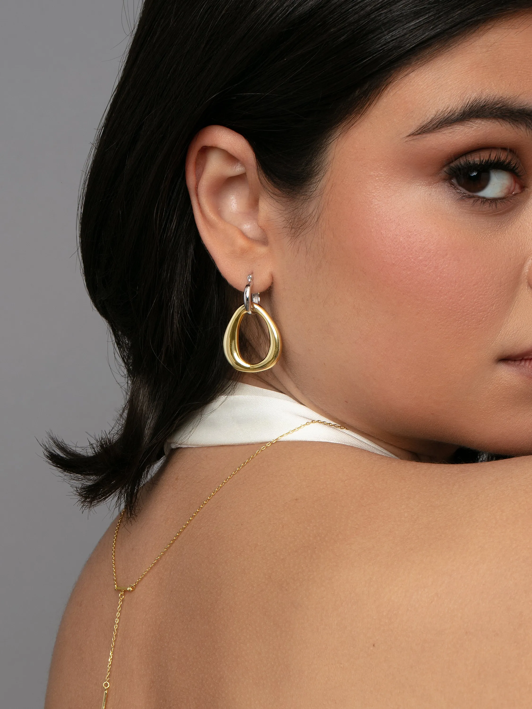 Mixed Metal Statement Hoop Earrings sold by Uncommon James product image thumbnail 3