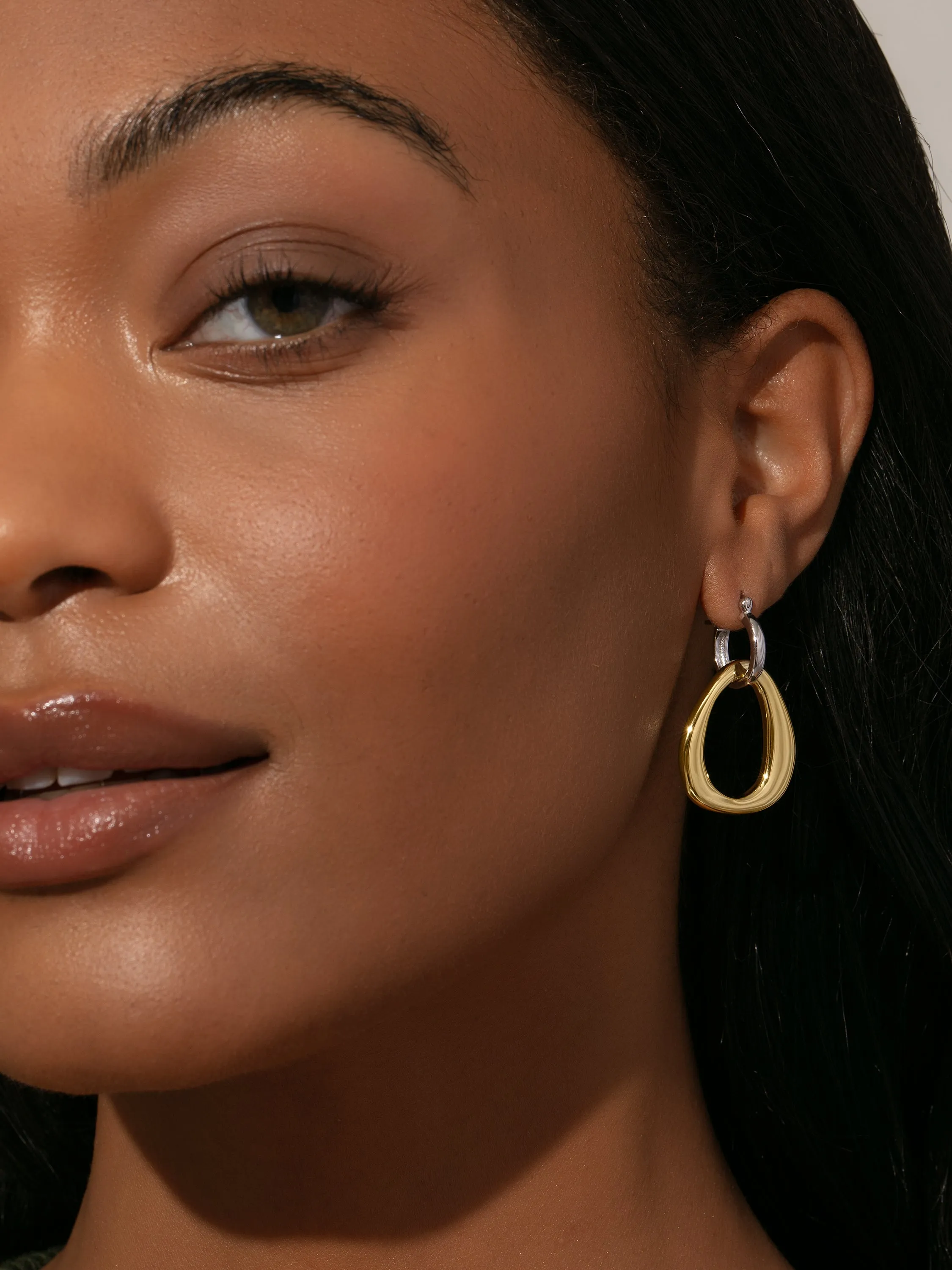 Mixed Metal Statement Hoop Earrings sold by Uncommon James product image thumbnail 2