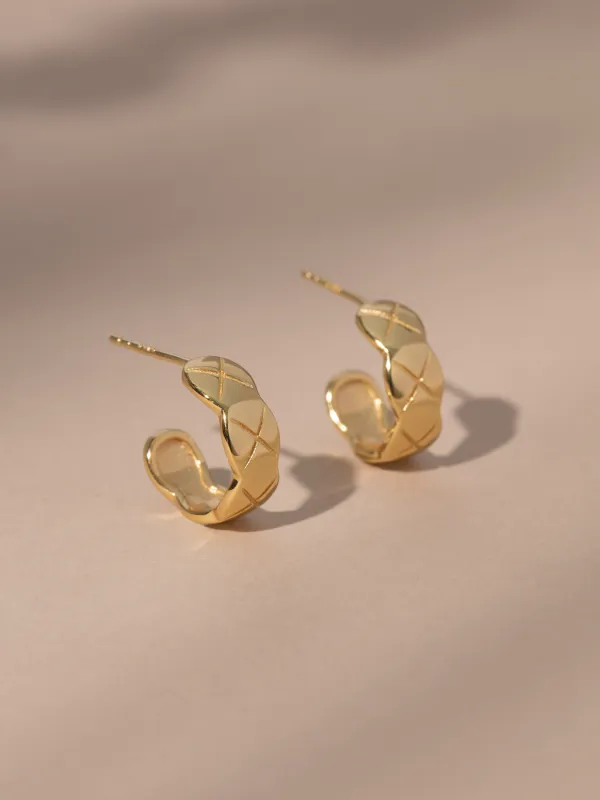 Vermeil Quilted Hoop Earrings made by Uncommon James