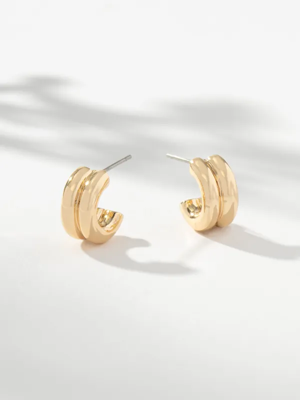 Inez Double Huggie Earrings made by Uncommon James