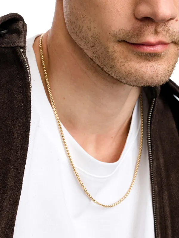 Men's Wheat Chain Necklace 3mm made by Uncommon James