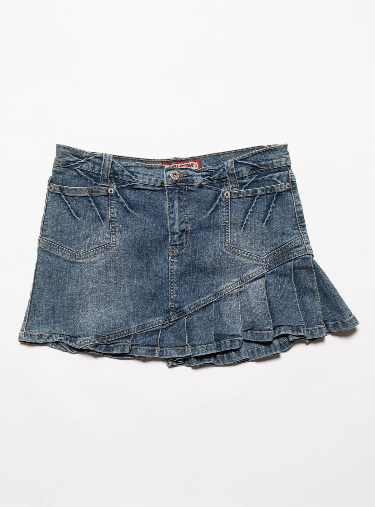 Vintage Vanilla Star Denim Pleated Mini Skirt sold by UNIF