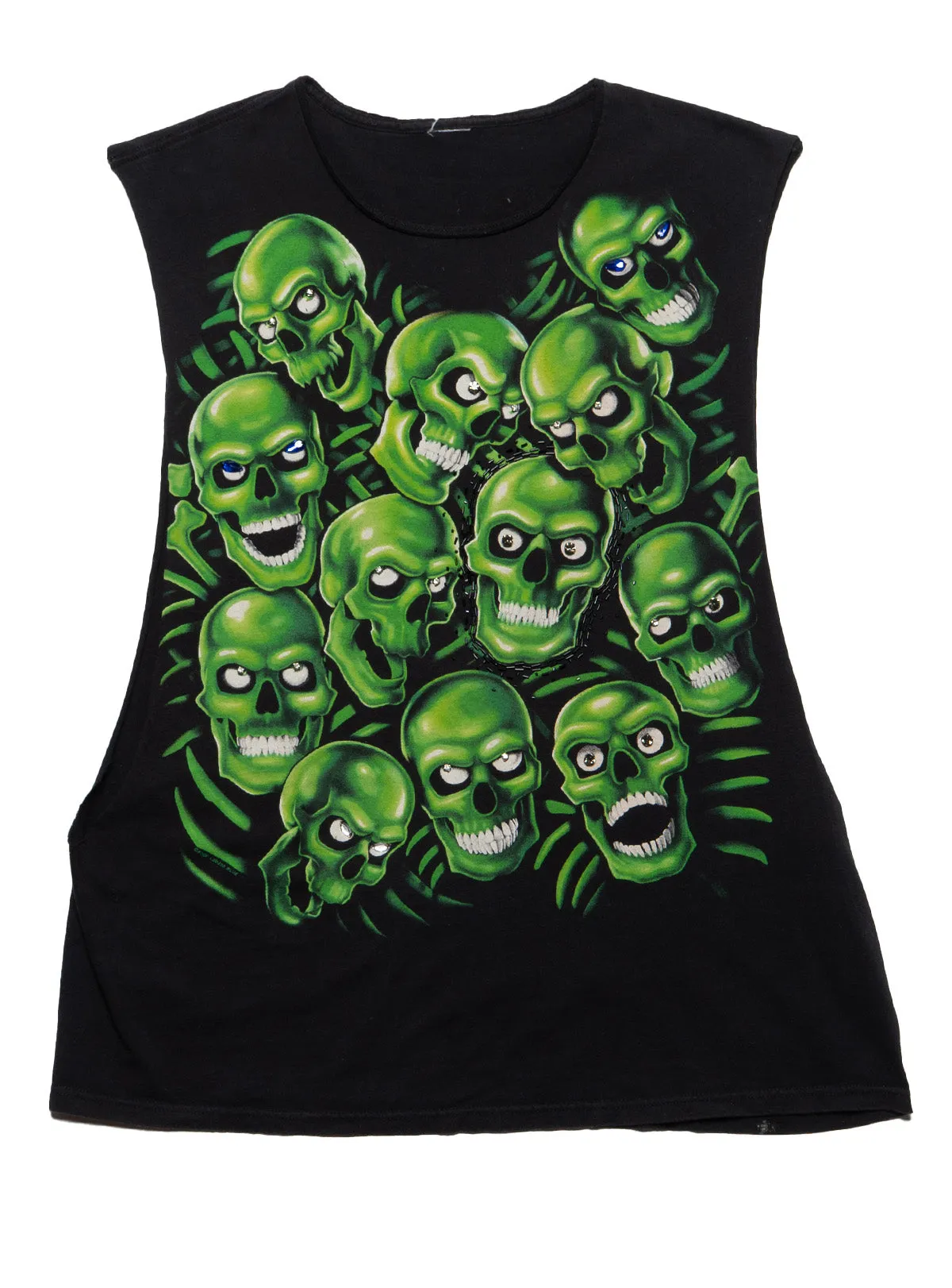 Vintage Liquid Blue Skulls Sleeveless Tee sold by UNIF