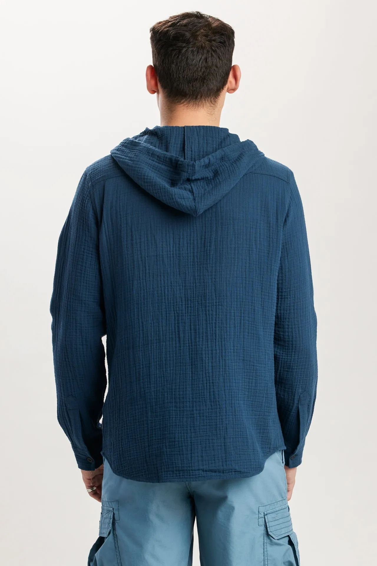 Hughie Gauze Button-Up Hoodie sold by UNIONBAY product image thumbnail 3