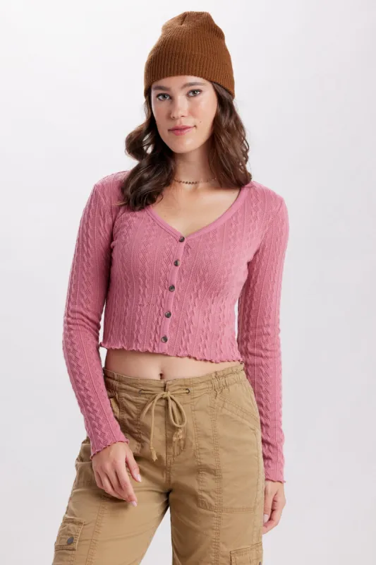 Skagit Cable Knit Long Sleeve Top made by UNIONBAY