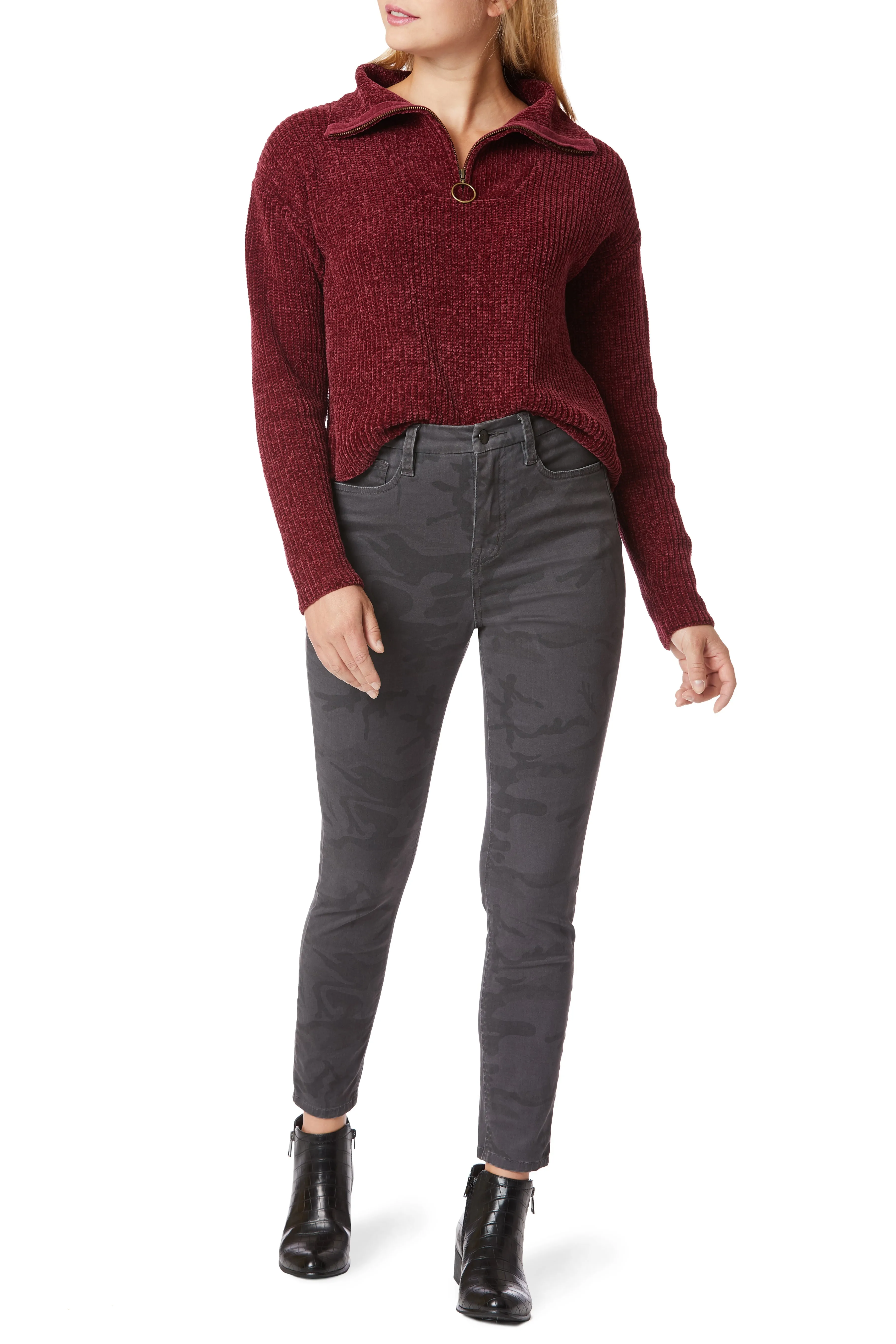 Chenille Mock Neck Zip Sweater sold by UNIONBAY product image thumbnail 2
