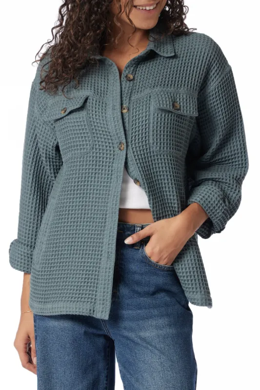 Milla Waffle Button-Up Shirt sold by UNIONBAY