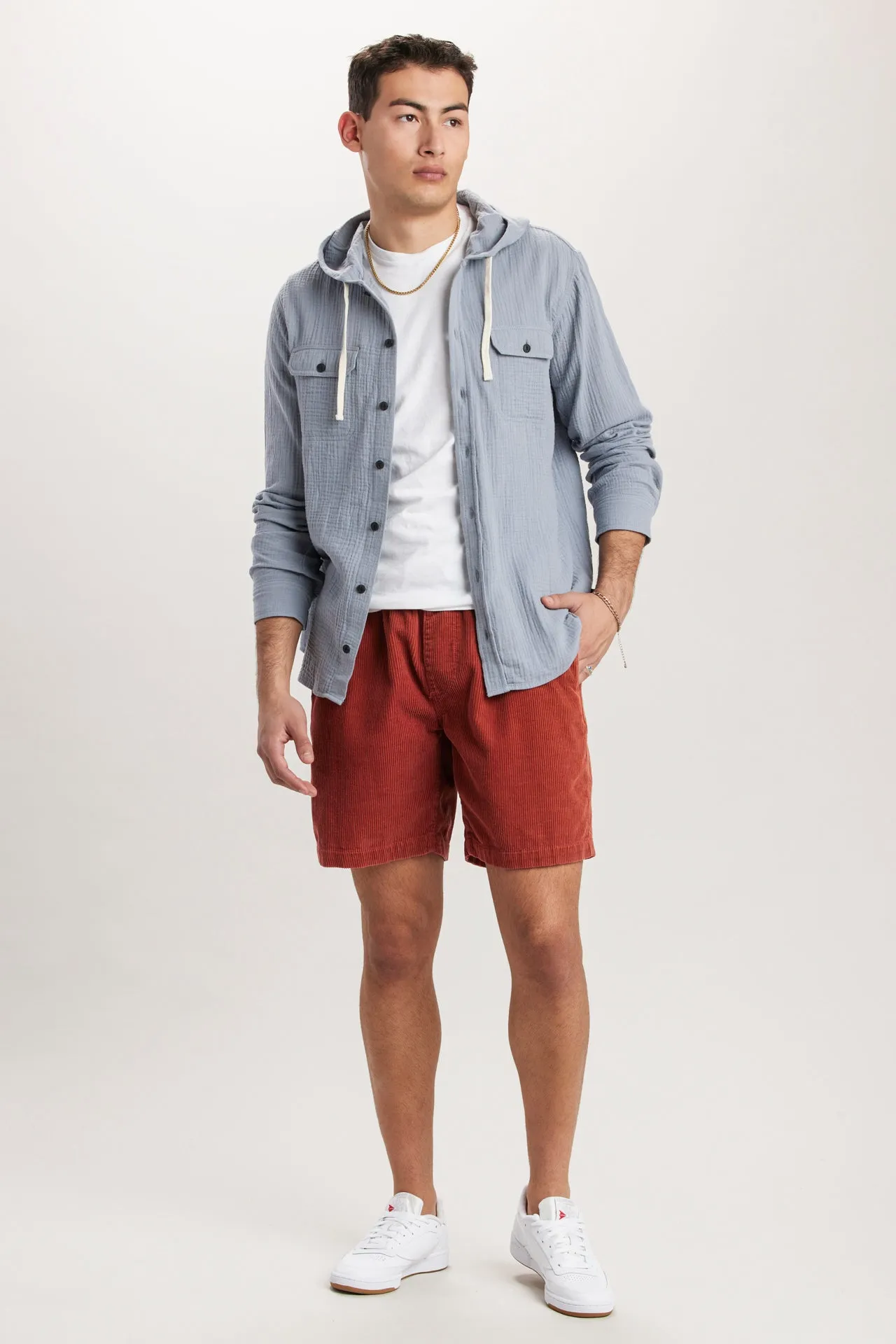Hughie Gauze Button-Up Hoodie sold by UNIONBAY product image thumbnail 2