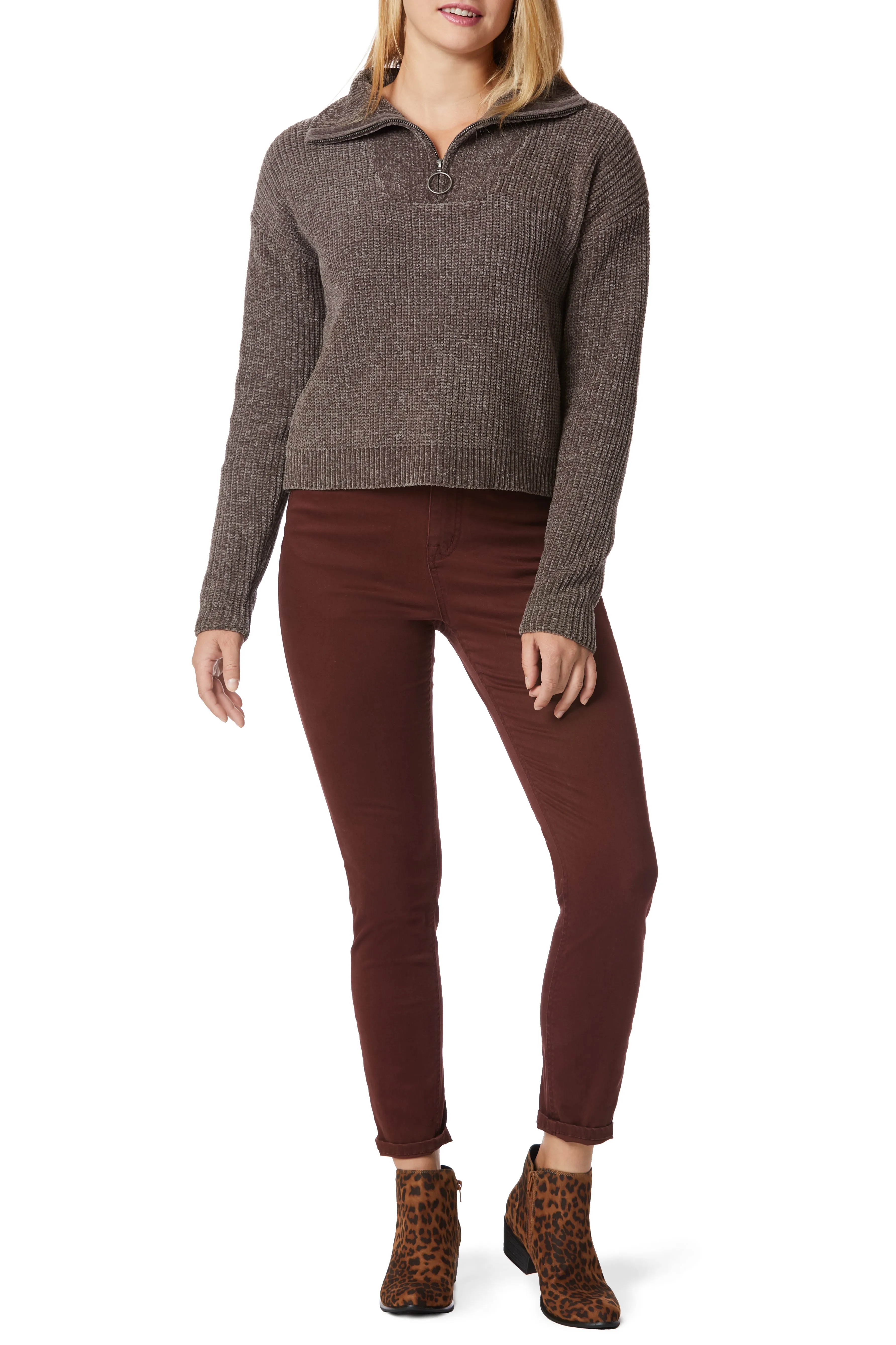 Chenille Mock Neck Zip Sweater sold by UNIONBAY product image thumbnail 2