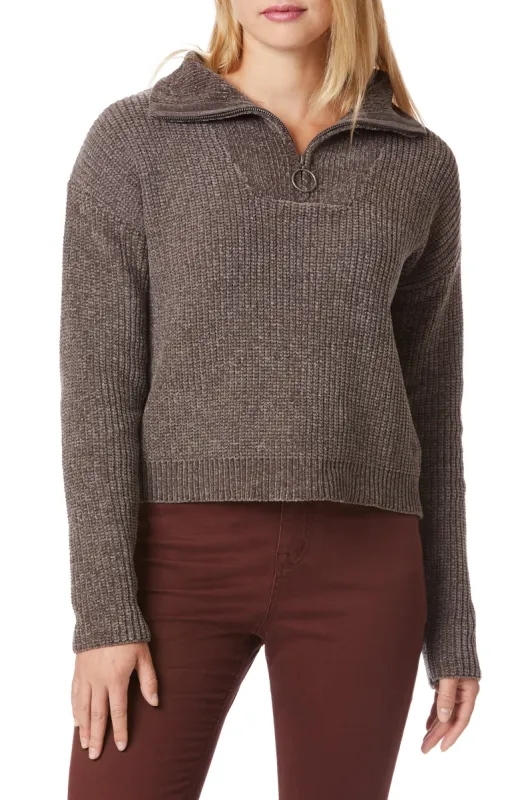 Chenille Mock Neck Zip Sweater sold by UNIONBAY