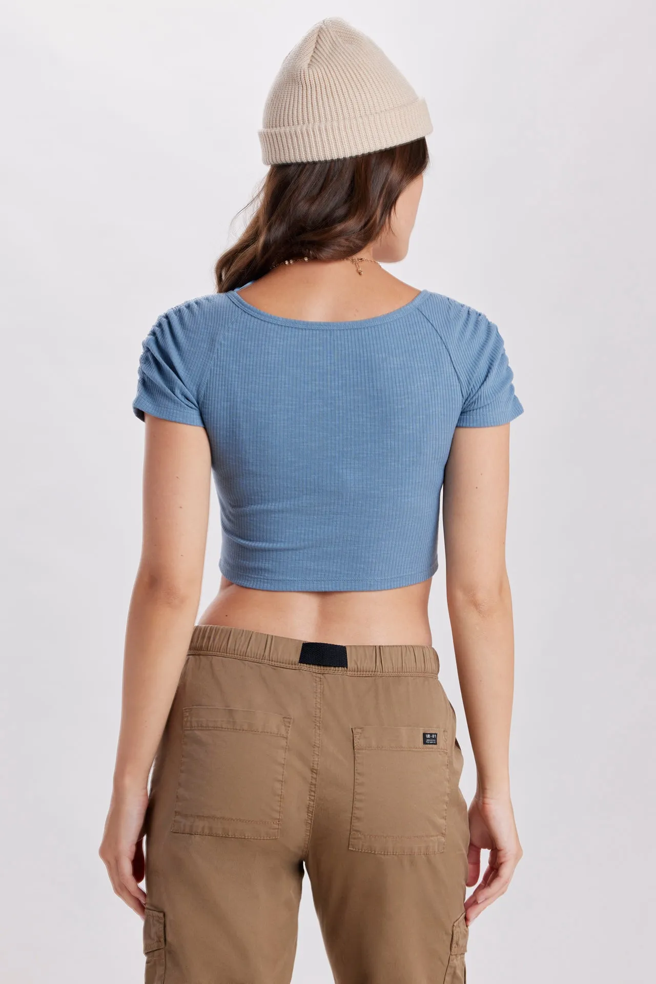 Hollis Ribbed Cap Sleeve Crop Top sold by UNIONBAY product image thumbnail 3