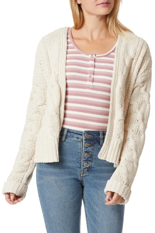 Chenille Cable Knit Cardigan sold by UNIONBAY