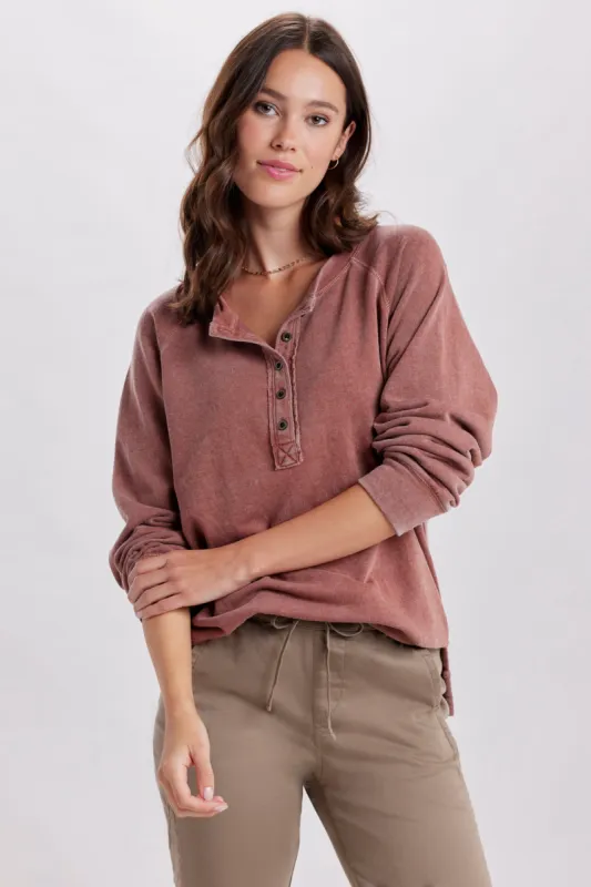 Elena Long Sleeve Henley sold by UNIONBAY