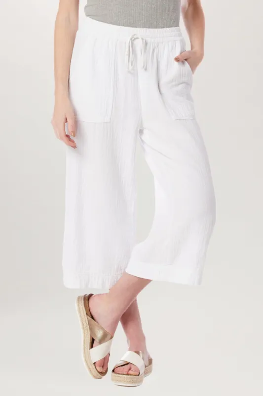 Dennie Solid Gauze Crop sold by UNIONBAY
