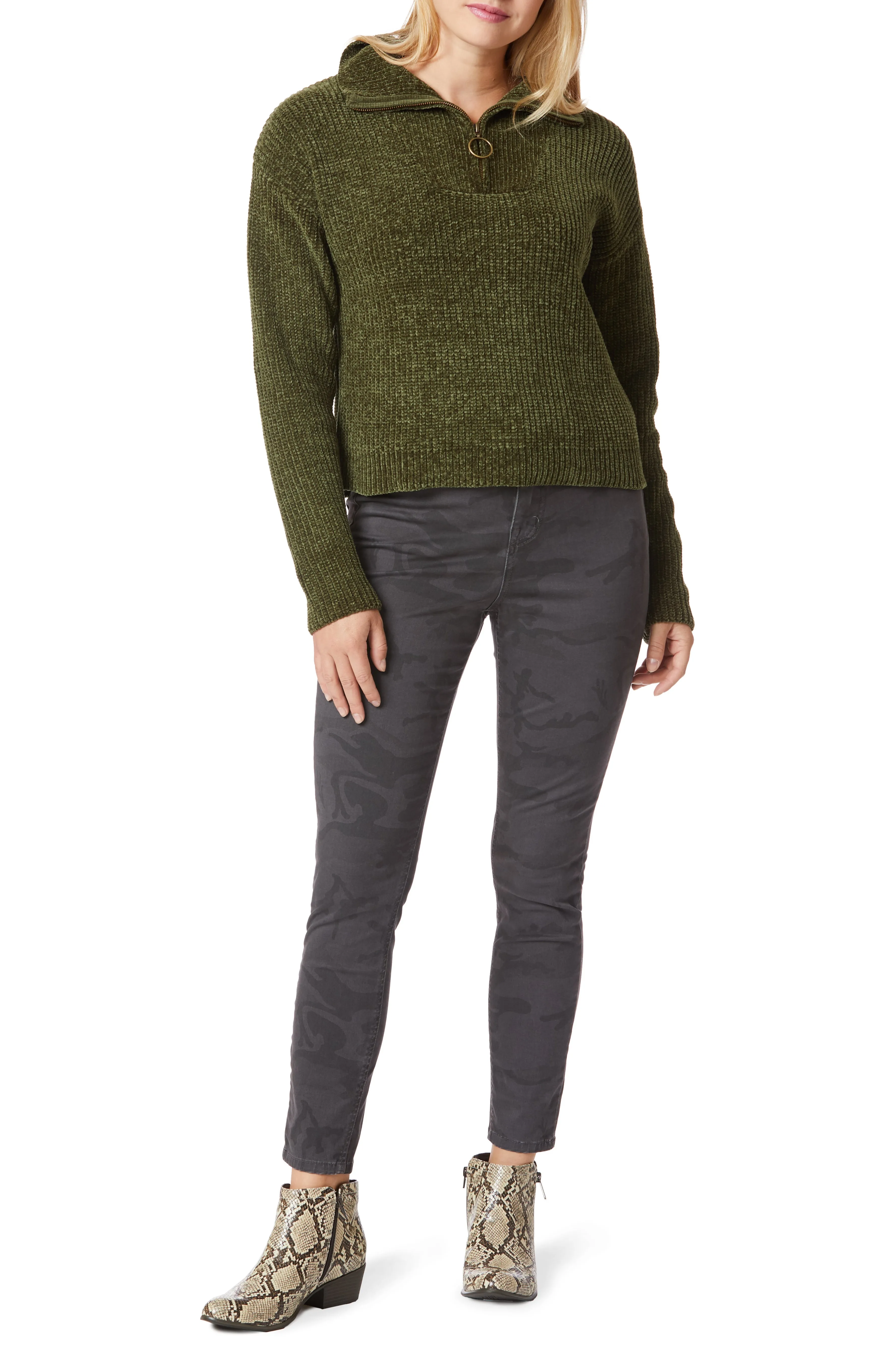 Chenille Mock Neck Zip Sweater sold by UNIONBAY product image thumbnail 2
