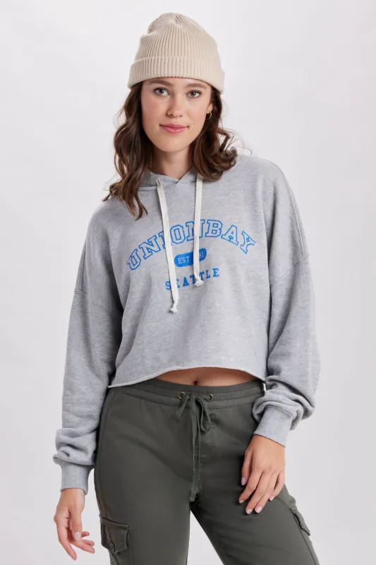 Izzy Logo Cropped Hoodie sold by UNIONBAY