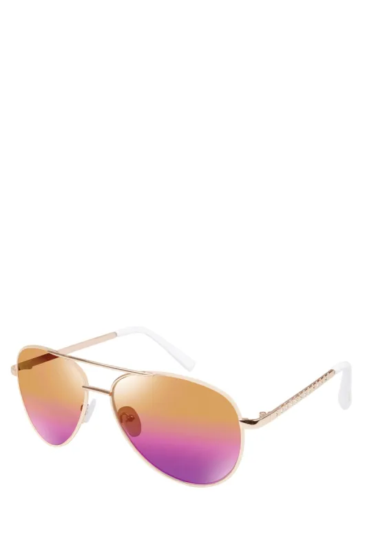 Rose Gold Two-Tone Aviator Sunglasses sold by UNIONBAY