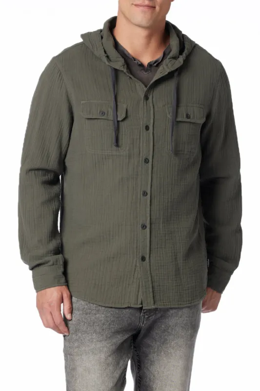 Hughie Gauze Button-Up Hoodie made by UNIONBAY