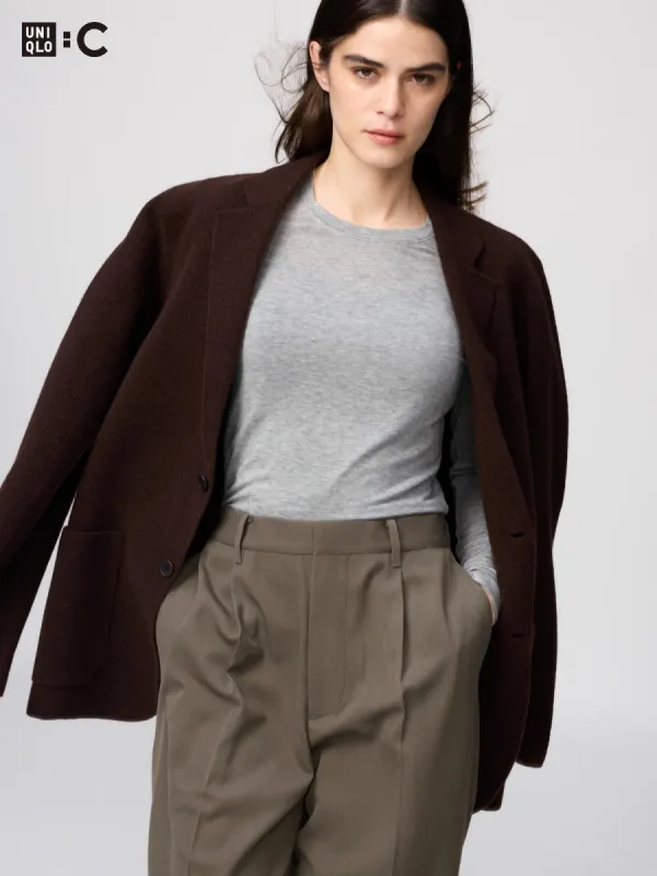 Women's HEATTECH Cashmere Blend T-Shirt | Extra Warm with Moisture-Wicking | Green | XL | UNIQLO US sold by Uniqlo