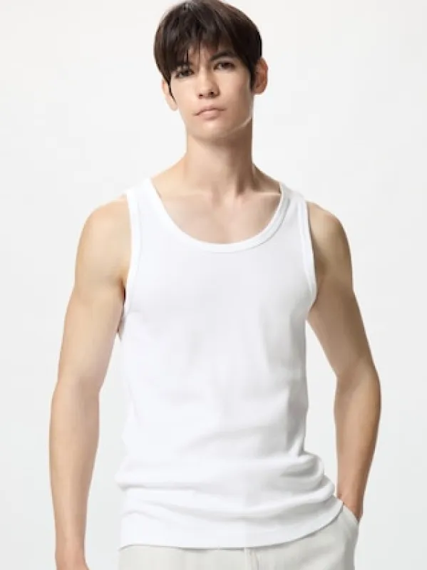 Men's DRY Color Ribbed Tank Top | Olive | Small | UNIQLO US sold by Uniqlo