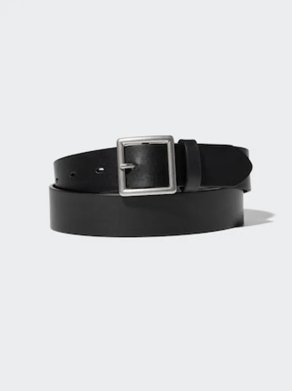 Men's Italian Leather Garrison Belt | Black | Medium | UNIQLO US sold by Uniqlo