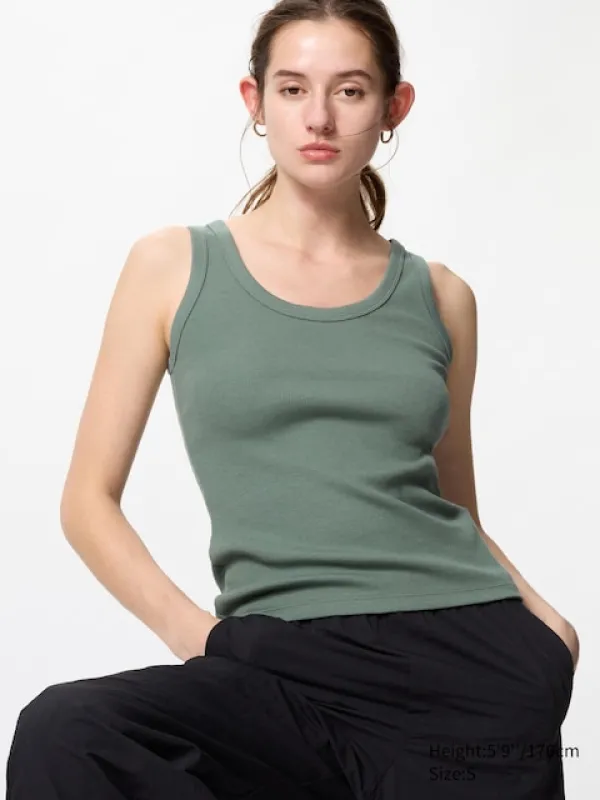 Uniqlo - Soft Ribbed Vest Top - Light Orange - M sold by Uniqlo