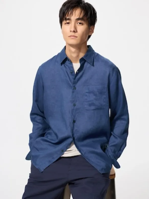 Men's Premium Linen Shirt | Blue | XS | UNIQLO US sold by Uniqlo