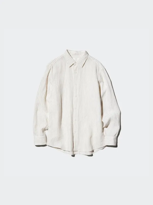 Uniqlo - 100 % Premium Leinen Hemd (gemustert) - Blau - S sold by Uniqlo