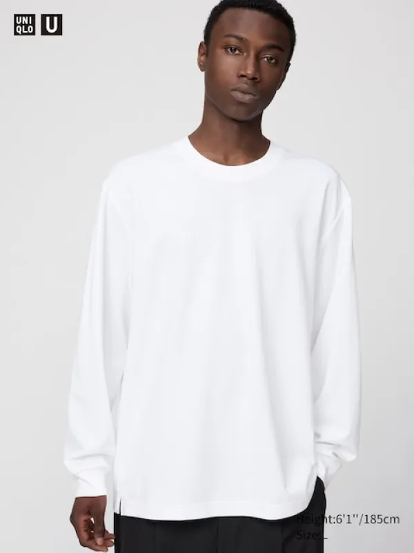 Uniqlo - Airism Cotton Oversize Crew Neck T-shirt (long Sleeve) - Dark Grey sold by Uniqlo