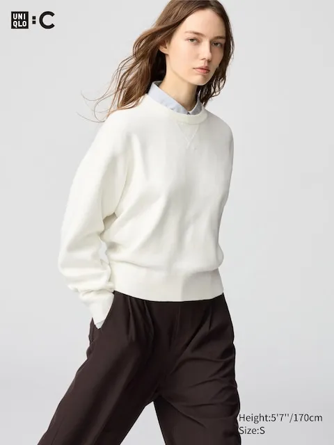 UNIQLO Men's Smooth Cotton Sweater, Off White, 2XL, 100% Cotton sold by Uniqlo