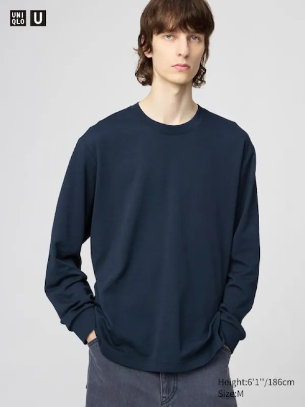 Uniqlo - Airism Cotton Oversize Crew Neck T-shirt (long Sleeve) - Dark Green - 3XL sold by Uniqlo