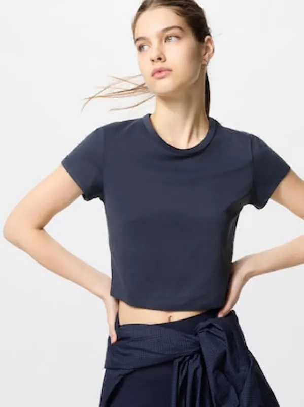 Women's AIRism Soft Cropped T-Shirt | Black | Small | UNIQLO US sold by Uniqlo