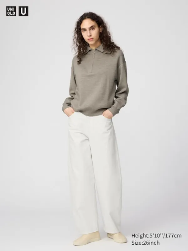 Uniqlo - Curve Trousers (denim) - Off White - 23inch sold by Uniqlo