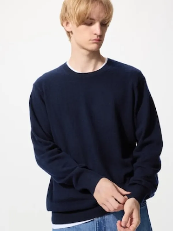 Men's Cashmere Sweater | Navy | Large | UNIQLO US sold by Uniqlo