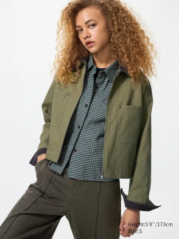 Zip-Up Short Jacket | Olive | 2XL | UNIQLO US sold by Uniqlo