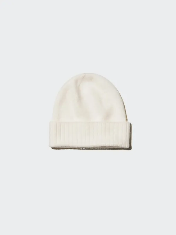 Cashmere Knitted Beanie | Off White | UNIQLO US sold by Uniqlo