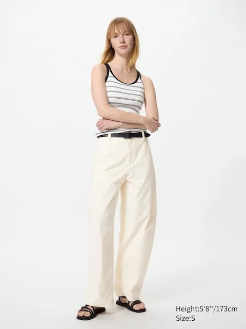 Uniqlo - Jersey Barrel Leg Trousers - Navy - XS sold by Uniqlo