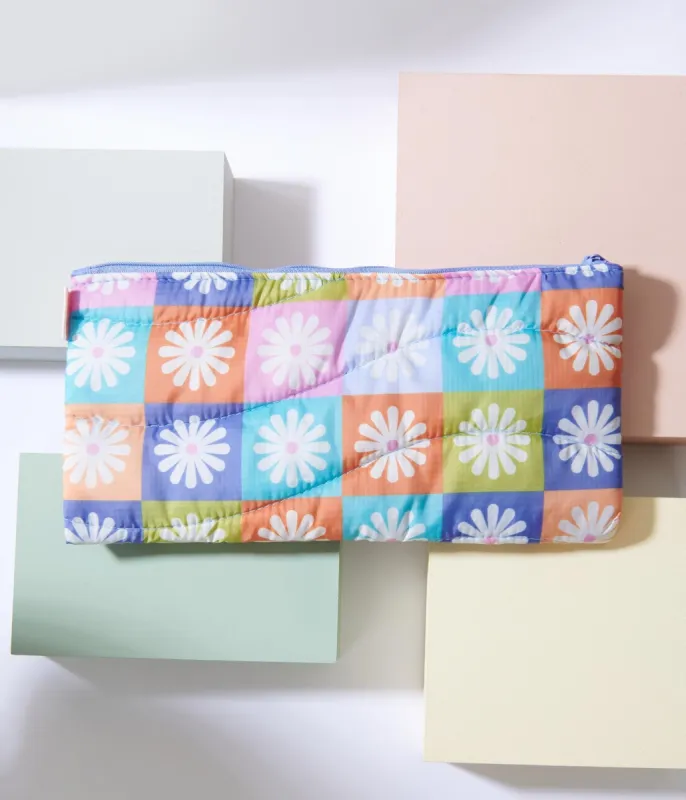 Rainbow Checkered Daisy Quilted Puff Bag sold by Unique Vintage