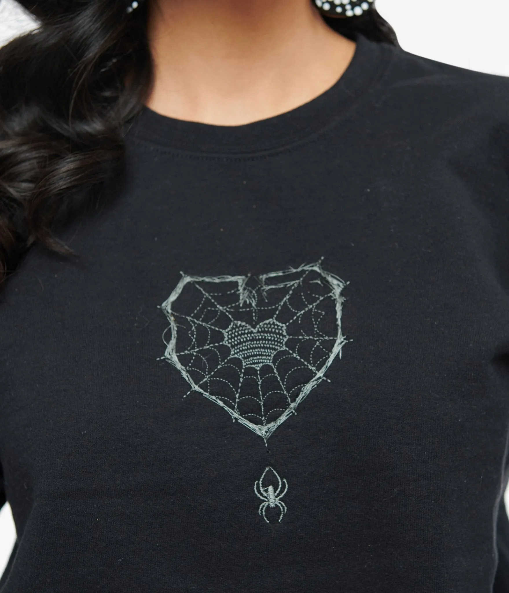 Black Spiderweb Heart Crewneck Sweatshirt sold by Unique Vintage product image thumbnail 2