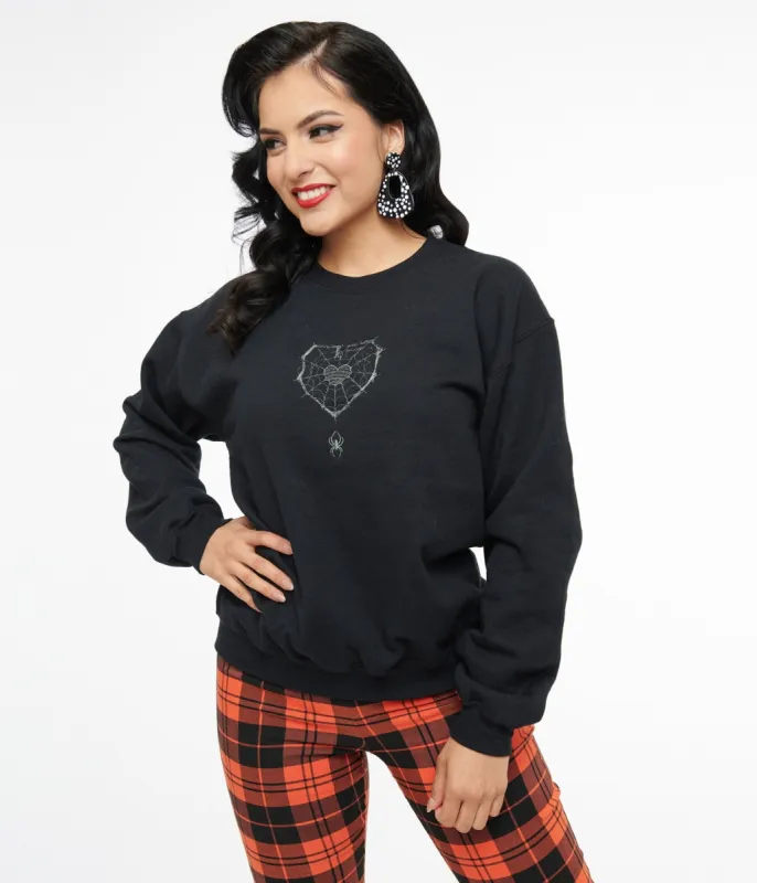 Black Spiderweb Heart Crewneck Sweatshirt sold by Unique Vintage